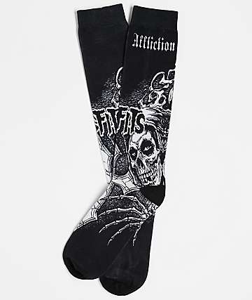 Affliction x Misfits Wings Black Crew Socks - 