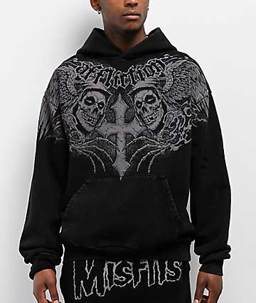 Affliction x Misfits Wings Black Wash Hoodie - 