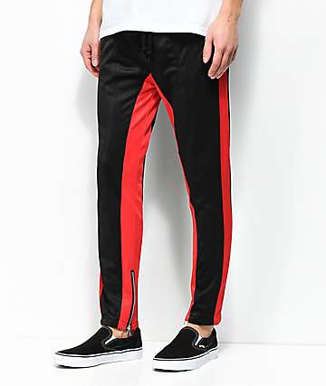 American Stitch Black & Red Tricot pantalones de chándal