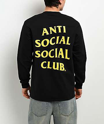 Anti Social Social Club Mind Games Black & Yellow Long Sleeve T-Shirt - 