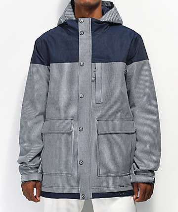 Aperture Double Diamond Rail Navy Stripe 10K Snowboard Jacket