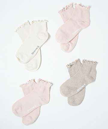 Bearpaw 4 Pack Ruffle Ankle Socks - 