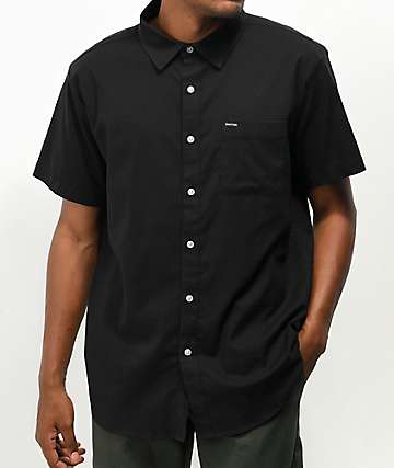 black button up with roses