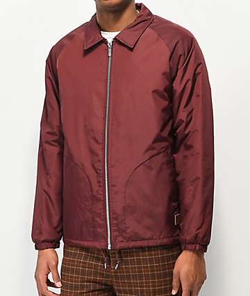 Brixton Claxton chaqueta entrenador borgoña con forro de sherpa