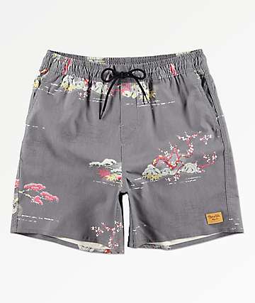 Brixton Havana Trunk shorts híbridos grises con cintura elástica