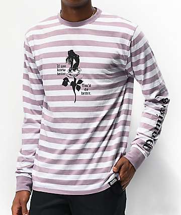 Broken Promises Do Better Purple & White Stripe Long Sleeve T-Shirt