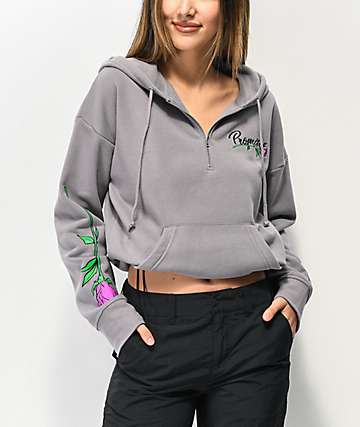 Broken Promises Misery sudadera con capucha gris con media cremallera