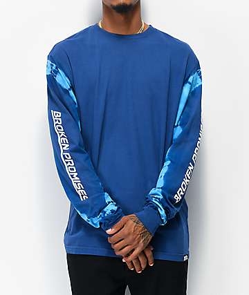Broken Promises Powerglide Navy & Black Tie Dye Long Sleeve T-Shirt