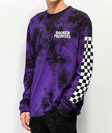 purple and black graphic shirt