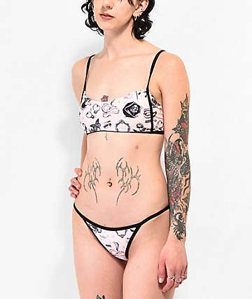 Broken Promises Stick N Poke parte inferior de bikini atrevida rosa