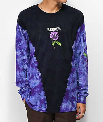 broken t shirt with purple rose