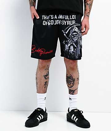 Broken Promises x That's A Awful Lot Of Cough Syrup Ghetto Bird Black Mesh Shorts - 