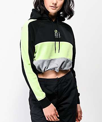 By Samii Ryan Kanji Blossom Colorblock sudadera con capucha negra y verde