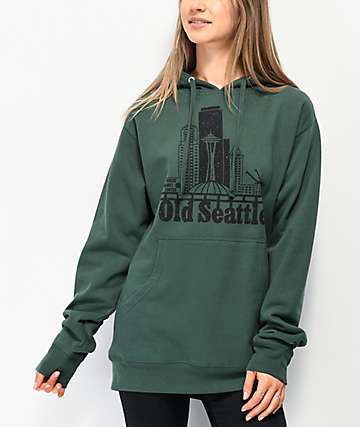 Casual Industrees Old Seattle sudadera con capucha verde y negra