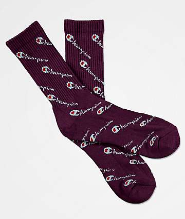 Over Print Venetian Purple Crew Socks 