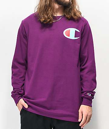 champion long sleeve purple