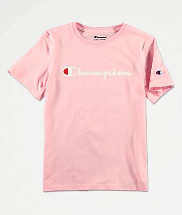 champion t shirt pink logo