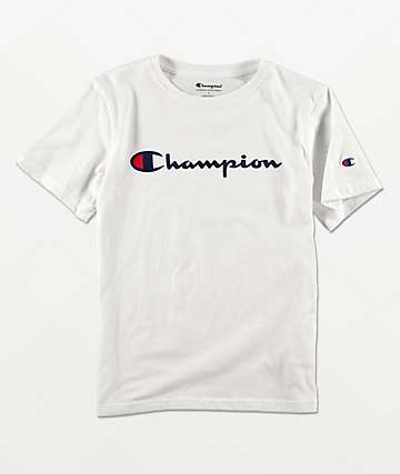 Champion Boys Logo Script White T-Shirt 