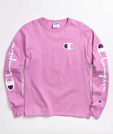 bright pink champion sweatshirt