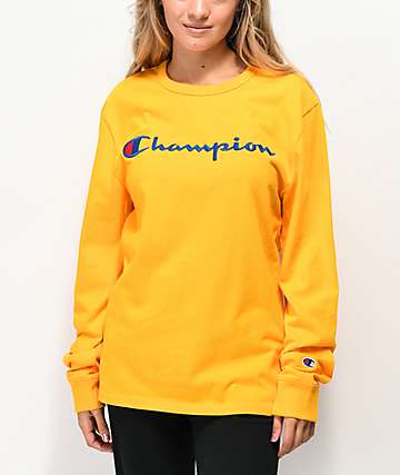 womens yellow champion sweatshirt