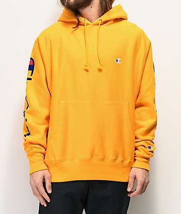 champion script hoodie white and gold