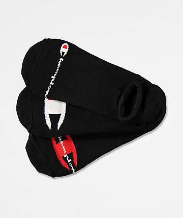 Champion Multi Logo paquete de 3 calcetines negros invisibles.