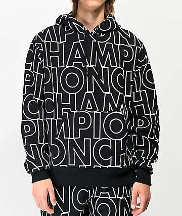 white champion hoodie with champion written all over it