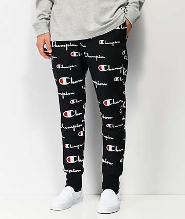 champion sweatpants with champion written all over