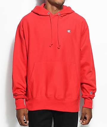 bright red champion hoodie
