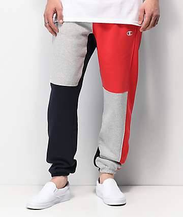 Champion Reverse Weave pantalones deportivos en rojo, gris y negro