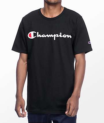 Champion Script Black T-Shirt | Zumiez