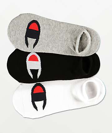 Champion Super paquete de 3 calcetines invisibles grises, blancos y negros