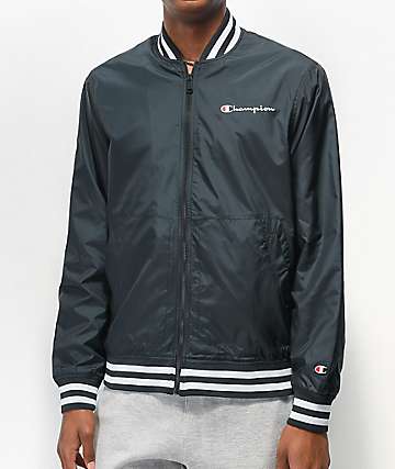 Champion chaqueta de béisbol de satén negro y blanco