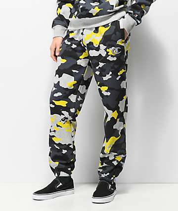 Champion pantalones deportivos de camuflaje amarillo y gris