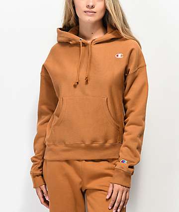 Champion sudadera con capucha de tejido inverso sepia marrón
