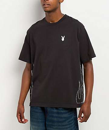 Color Bars x Playboy Rhinestone Lips Black T-Shirt