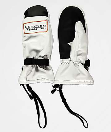 white snowboard mittens