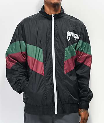 Common Kutit chaqueta cortavientos negra, granate, y verde