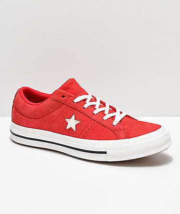 Converse One Star Cherry Red & Vintage White Leather Skate Shoes