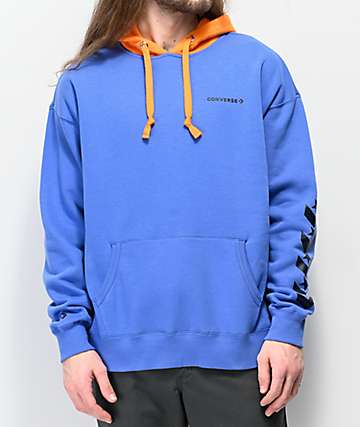Converse Repeated Chevron Star sudadera con capucha azul y naranja
