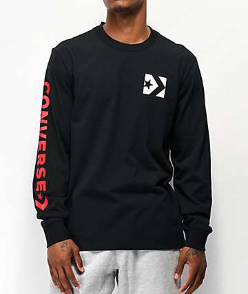 Converse Repeated Star Chevron camiseta negra de manga larga