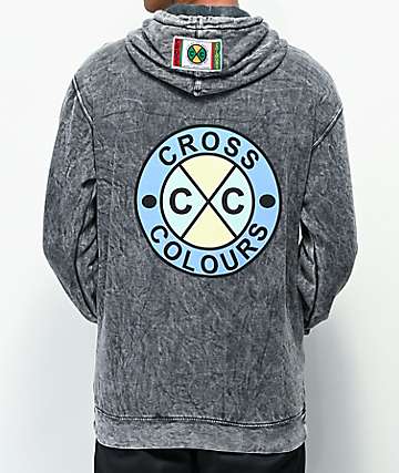 Cross Colours Circle Logo sudadera con capucha con lavado gris