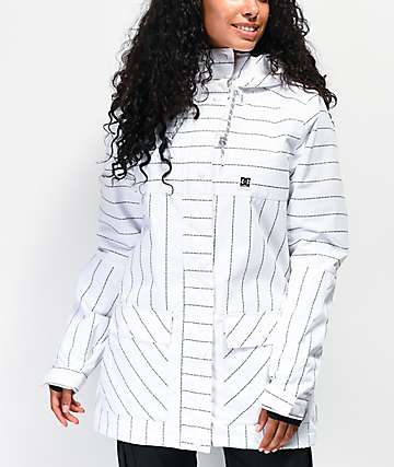 DC Cruiser 10K chaqueta de snowboard blanca de rayas