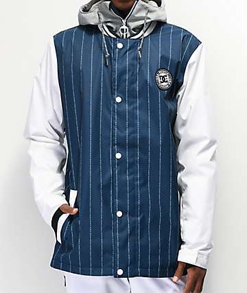 DC DCLA Dress 10k chaqueta de snowboard azul y blanca de rayas