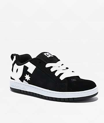 DC Kids' Court Graffik Black & White Skate Shoes -