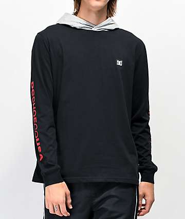 DC Rellin camiseta de manga larga negra y gris con capucha