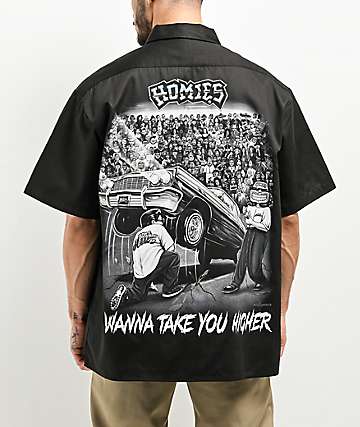 DGA Homies Jokers Wild Black Button Up Short Sleeve Shirt