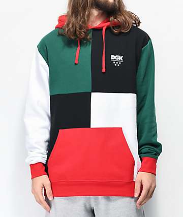 DGK Chopped sudadera con capucha roja, verde, blanca y negra