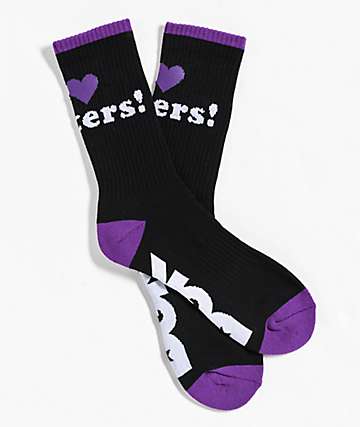 DGK I Love Haters Black & Purple Crew Socks - 