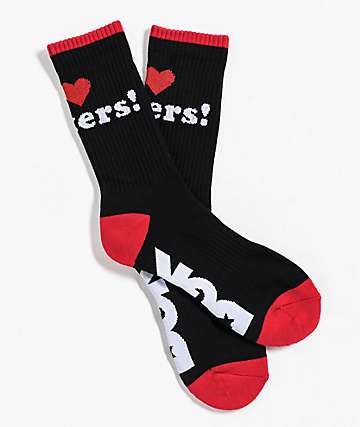 DGK I Love Haters Black & Red Crew Socks - 